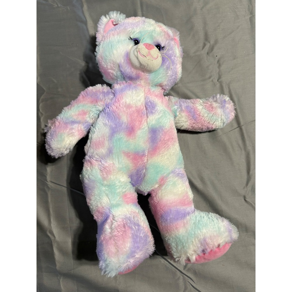 Build-A-Bear Workshop Pastel Tie Dye Kitty Cat Plush Pink Purple